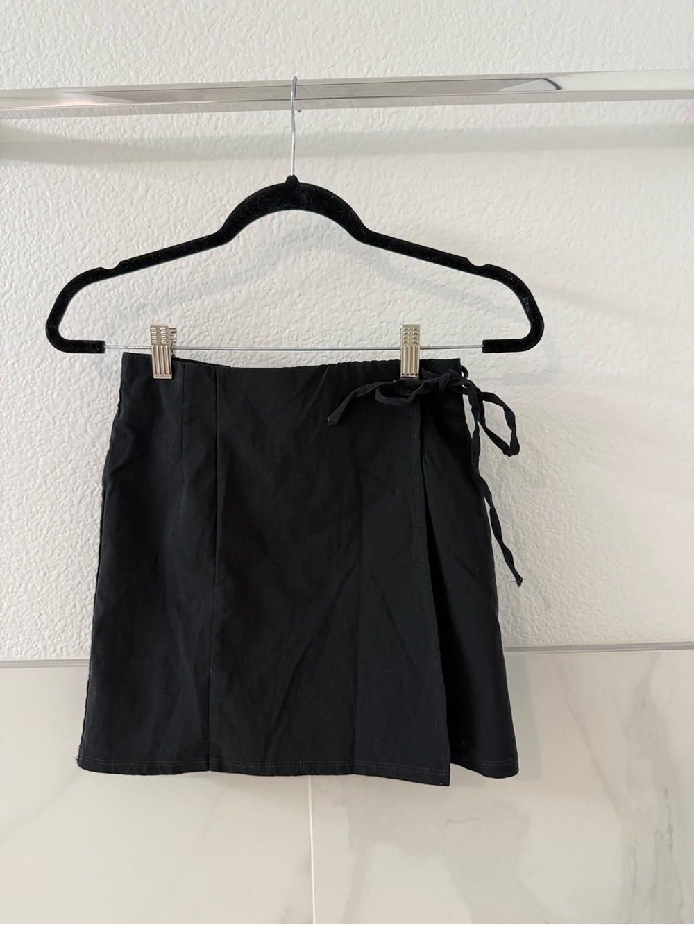 Topshop Black Wrap Tie Mini Skirt